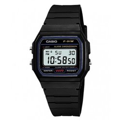 CASIO Reloj retro vintage de moda unisex negro F-91W-1YER