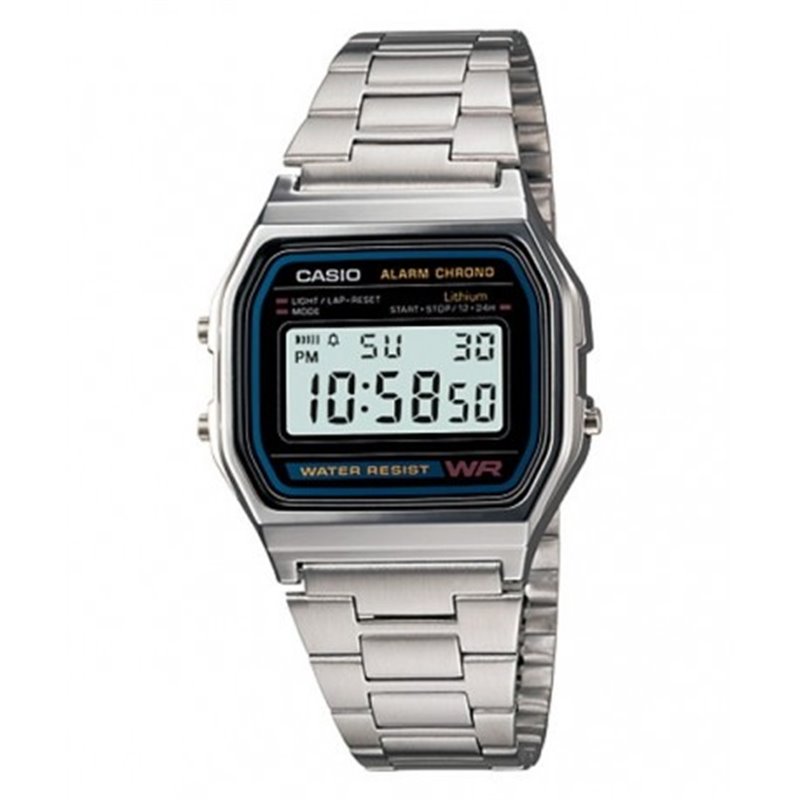 CASIO Reloj retro vintage de moda unisex plateado A-158WA-1DF