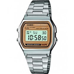 CASIO Reloj retro vintage de moda unisex plateado A158WEA-9EF