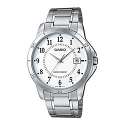 Reloj Caballero Casio plateado con numeros MTP-V004D-7B