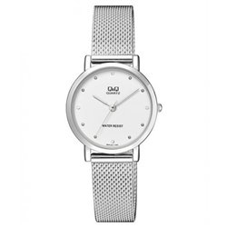 Reloj de moda para mujer plateado esfera blanca Q&Q QA21J211Y