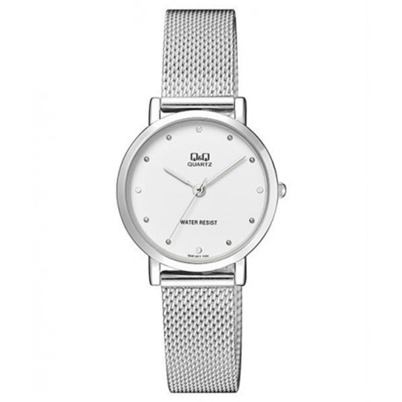 Reloj de moda para mujer plateado esfera blanca Q&Q QA21J211Y