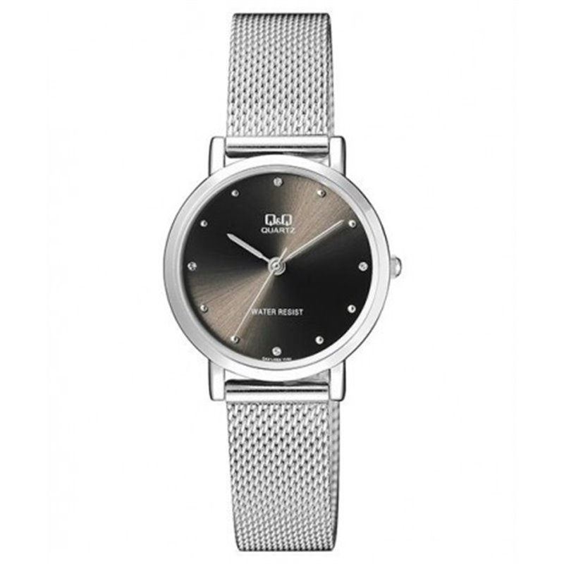 Reloj de moda para mujer plateado esfera negra Q&Q QA21J222Y