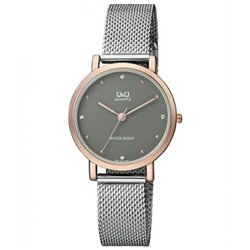 Reloj de moda para mujer plateado y dorado esfera gris Q&Q QA21J412Y