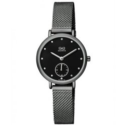 Reloj de moda retro para chicas Q&Q negro ioniizado QA97J402Y