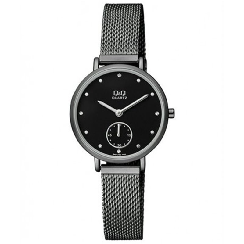 Reloj de moda retro para chicas Q&Q negro ioniizado QA97J402Y