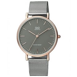 Reloj de moda unisex plateado y dorado esfera gris Q&Q QA20J412Y