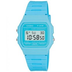 CASIO Reloj retro vintage de moda unisex color azul F-91WC-2A