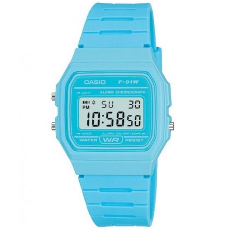 CASIO Reloj retro vintage de moda unisex color azul F-91WC-2A