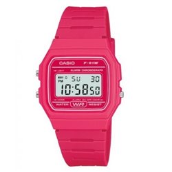 CASIO Reloj retro vintage de moda unisex color fucsia F-91WC-4A