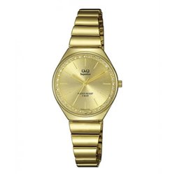 Reloj dorado Mujer sumergible de acero esfera dorada de Q&Q S293J010Y