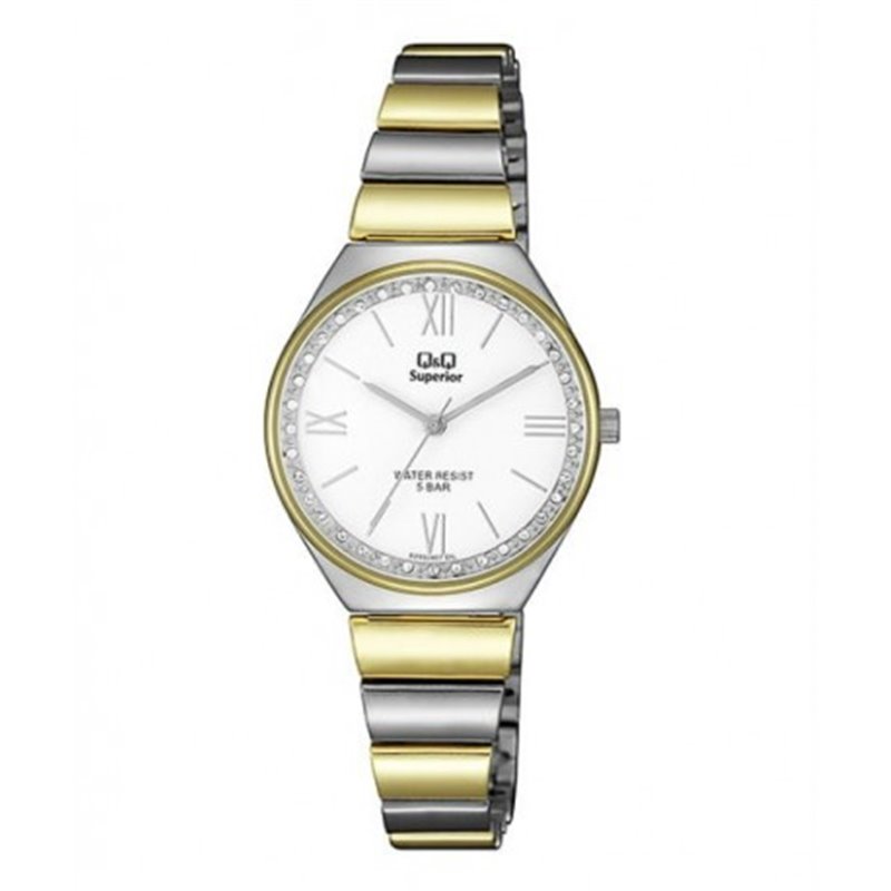 Relojes Q&Q de Acero Sumergible bicolor Mujer esfera blanca S293J407Y