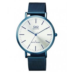 Reloj de moda unisex azul metalizado con esfera blanca de Q&Q QZ18J401Y