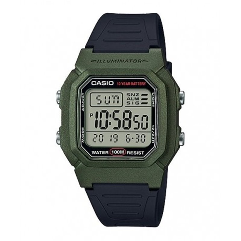 Reloj pulsera digital color negro y verde CASIO para hombre W-800HM-3A