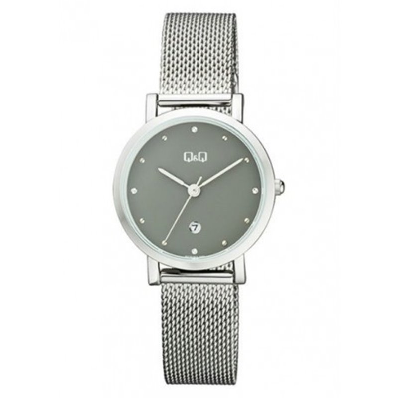 Reloj color plateado y esfera gris para mujer analÃ³gico con brazalete de malla Q&Q A419J202Y