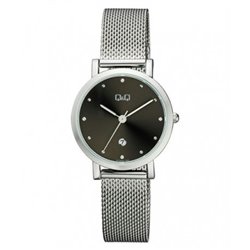 Reloj color plateado y esfera negra para mujer analÃ³gico con brazalete de malla A419J222Y