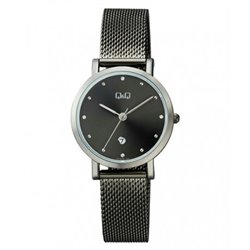 Reloj color negro ionizado y esfera negra para mujer analÃ³gico con brazalete de malla Q&Q A419J402Y