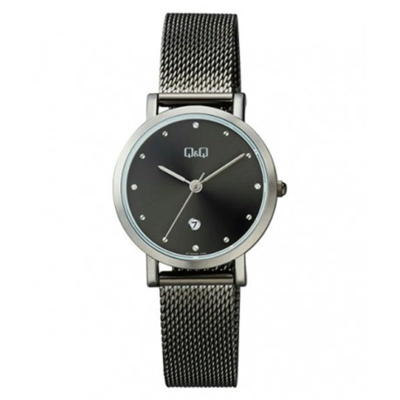 Reloj color negro ionizado y esfera negra para mujer analÃ³gico con brazalete de malla Q&Q A419J402Y