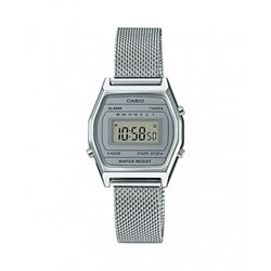 CASIO Reloj retro vintage para mujer plateado con brazalete de malla LA-690WEM-7D