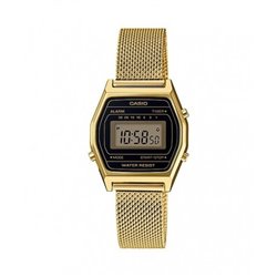 CASIO Reloj retro vintage para mujer dorado con brazalete de malla LA-690WEMY-1D