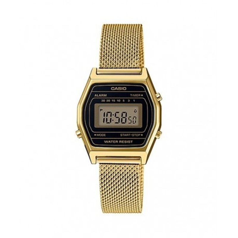 CASIO Reloj retro vintage para mujer dorado con brazalete de malla LA-690WEMY-1D