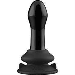 PLUGGY - GLASS VIBRATOR - WITH SUCTION CUP AND REMOTE - RECARGABLE - 10 VELOCIDADES - NEGRO