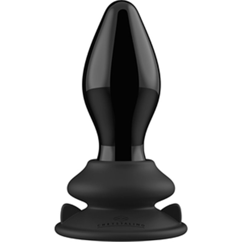 STRETCHY - GLASS VIBRATOR - WITH SUCTION CUP AND REMOTE - RECHARGEABLE - 10 VELOCIDADES - NEGRO