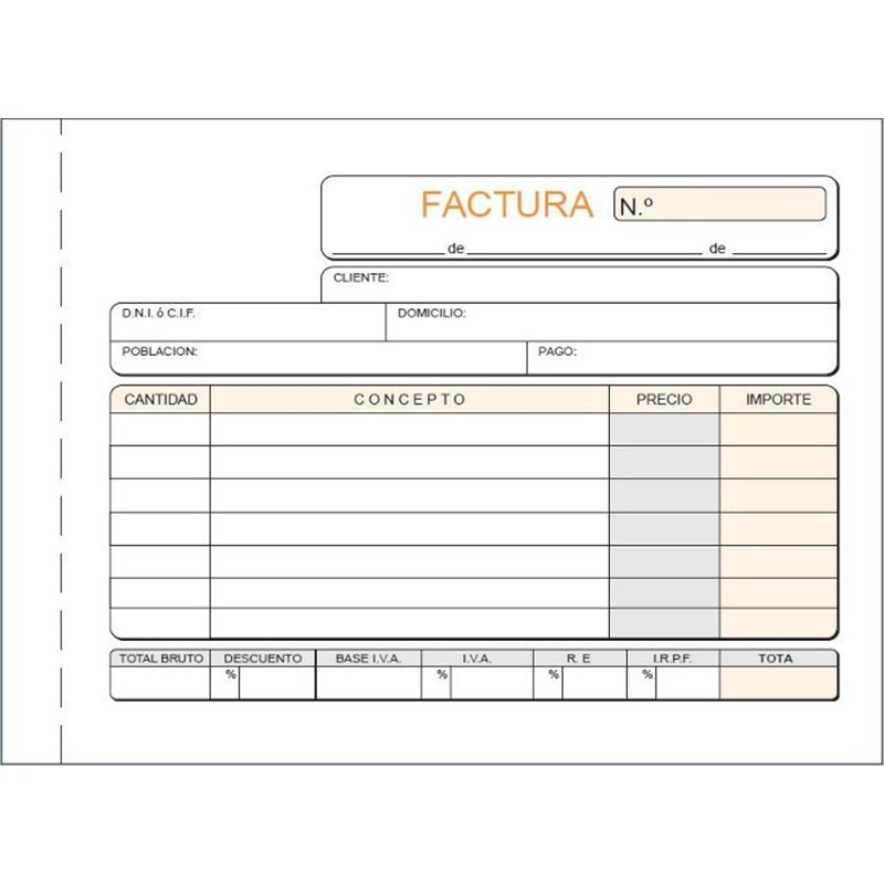 TALONARIO FACTURAS MODELO T-69 TRIPLICADO AUTOCOPIANTE