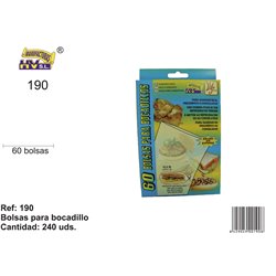 BOLSAS BOCADILLO PLASTICO 15x30CM 60 UDS