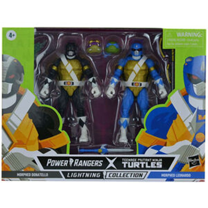 BLISTER FIGURAS DONATELLO + LEONARDO POWER TORTUGAS NINJA RANGERS 15CM