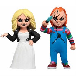 PACK 2 FIGURAS CHUCKY Y TIFFANY LA NOVIA DE CHUCKY TOONY TERRORS 15CM