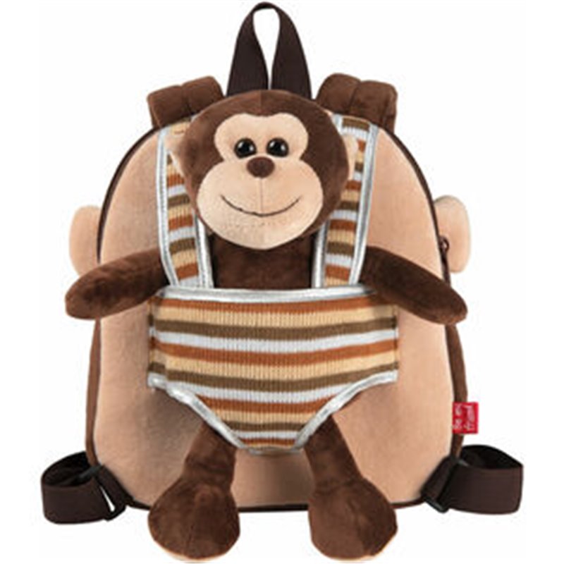 MOCHILA REVERSIBLE + PELUCHE MONO MAX 25CM