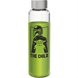 BOTELLA CRISTAL YODA THE CHILD THE MANDALORIAN STAR WARS FUNDA SILICONA 585ML