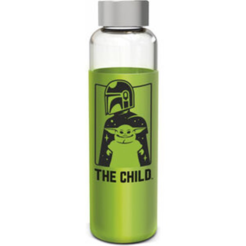 BOTELLA CRISTAL YODA THE CHILD THE MANDALORIAN STAR WARS FUNDA SILICONA 585ML