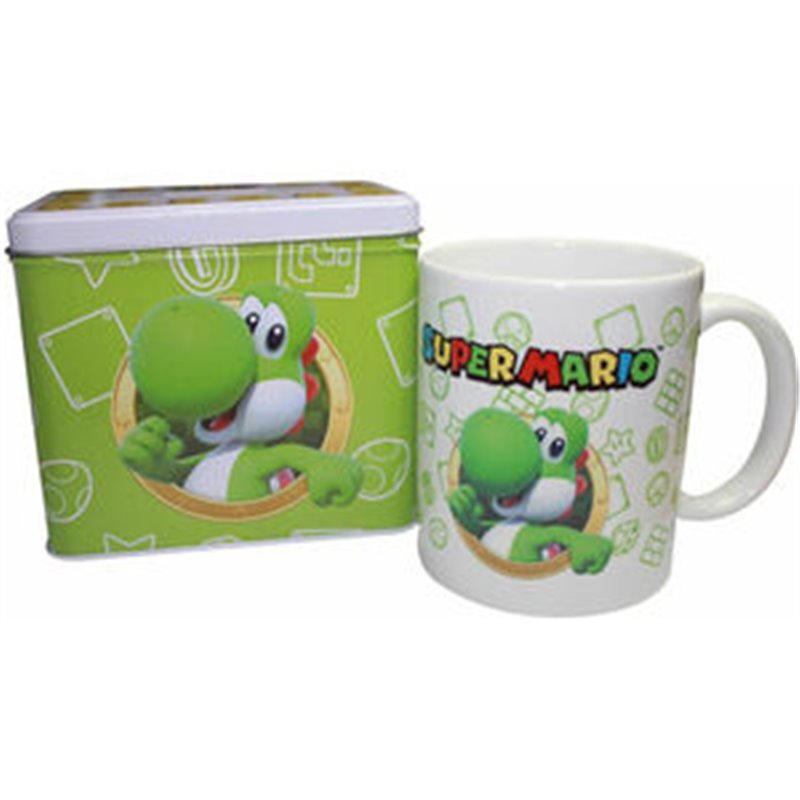 SET TAZA + HUCHA YOSHI SUPER MARIO BROS NINTENDO