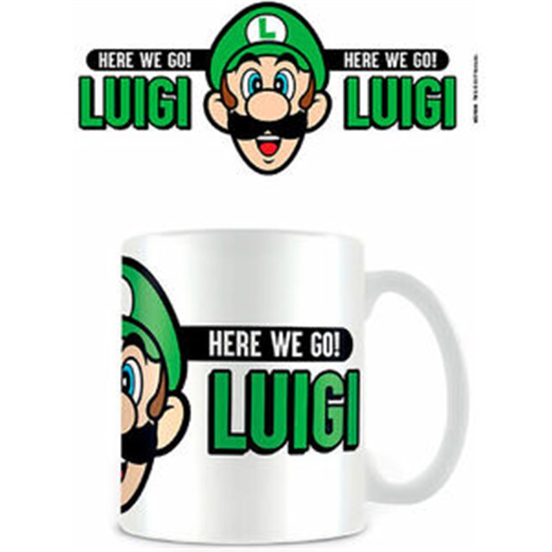 TAZA HERE WE GO LUIGI SUPER MARIO NINTENDO