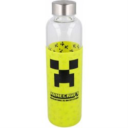 BOTELLA CRISTAL MINECRAFT FUNDA SILICONA 585ML