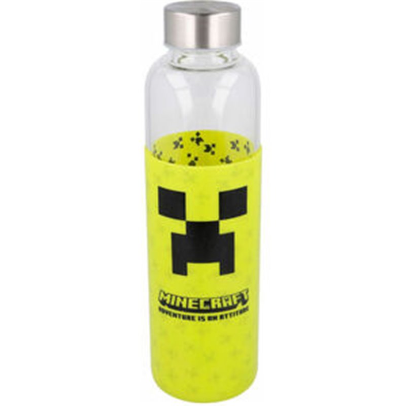 BOTELLA CRISTAL MINECRAFT FUNDA SILICONA 585ML