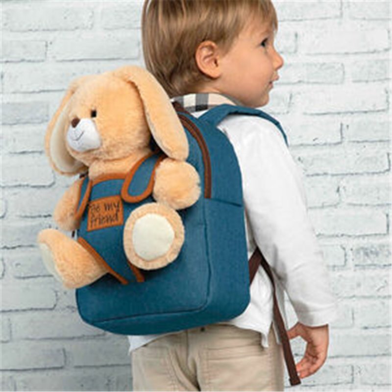 MOCHILA + PELUCHE CONEJO BOB 26CM