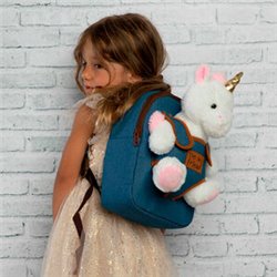 MOCHILA + PELUCHE UNICORNIO TIARA 26CM