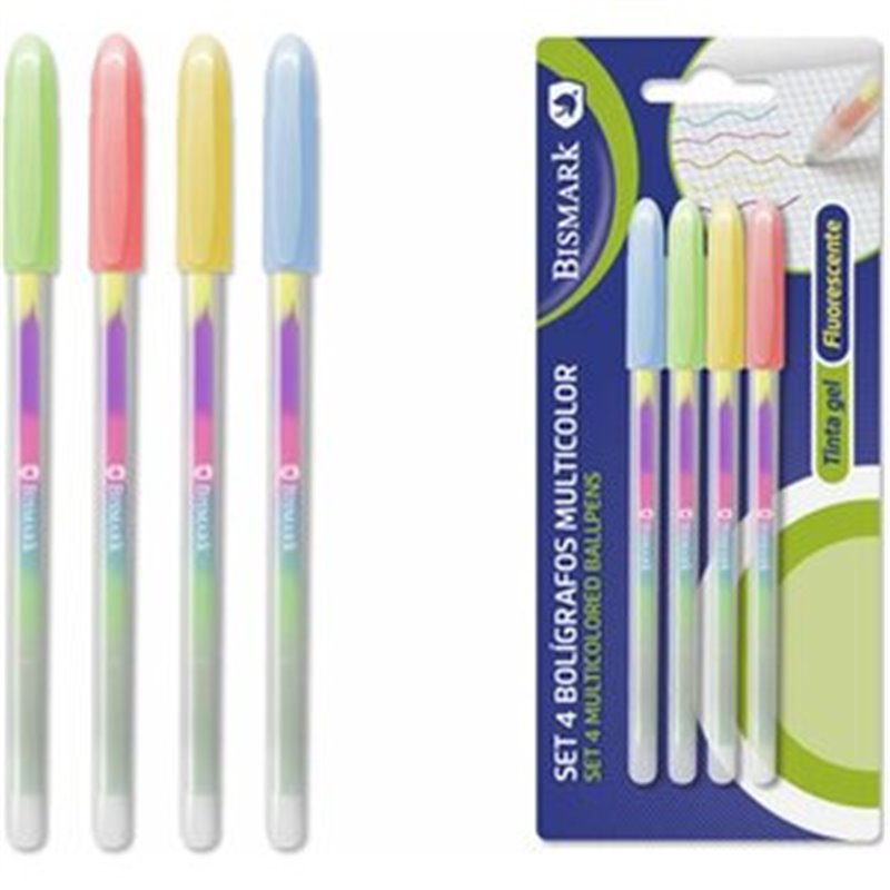 PACK 4 BOLIGRAFOS GEL MULTICOLOR