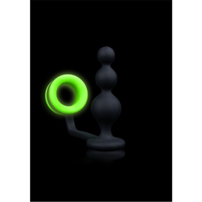 OUCH! - ANILLO PARA EL PENE CON PLUG ANAL - GLOW IN THE DARK