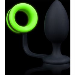 OUCH! - ANILLO PARA EL PENE CON PLUG ANAL- GLOW IN THE DARK