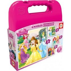 PRINCESAS DISNEY MALETA 4 PUZZLES