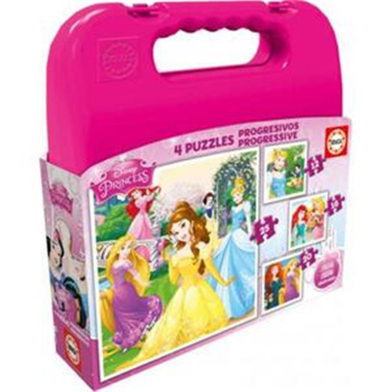 PRINCESAS DISNEY MALETA 4 PUZZLES