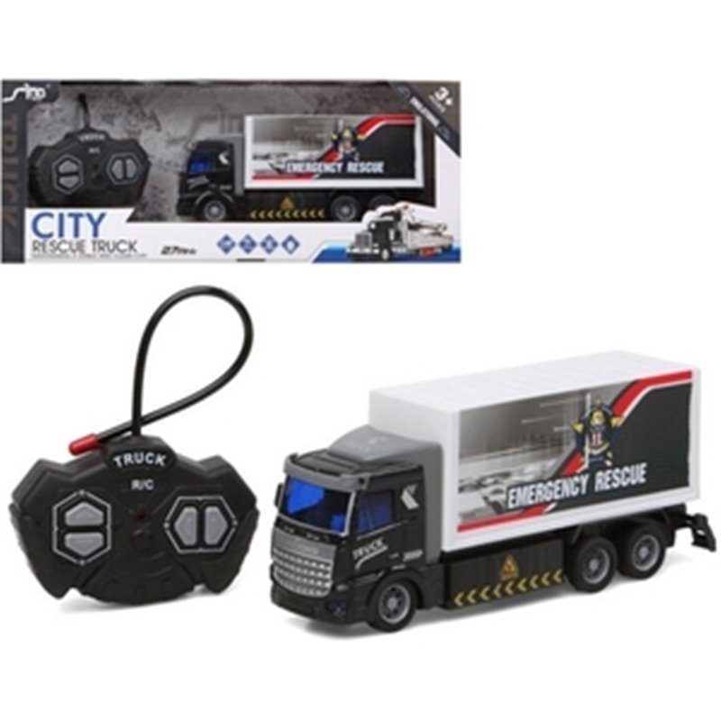 CAMION RADIO CONTROL EMERGENCY RESCUE NEGRO