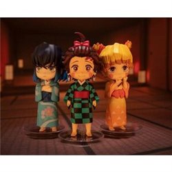 BLISTER 3 FIGURAS FIGUARTS MINI ENTERTAINMET DISTRICT DEMON SLAYER KIMETSU NO YAIBA 9CM