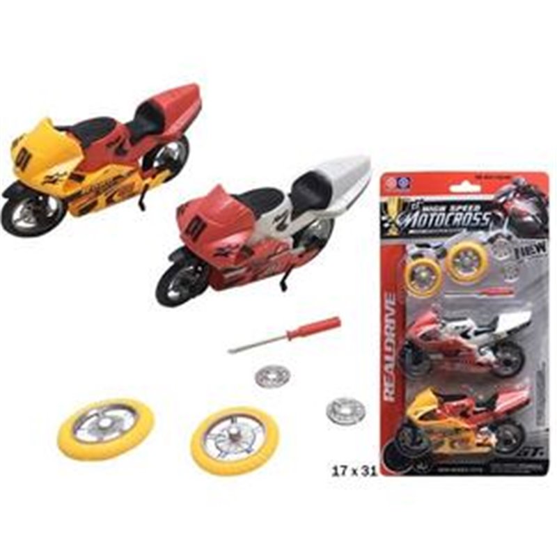 BLISTER 2 MOTOS CON RECAMBIOS RUEDA