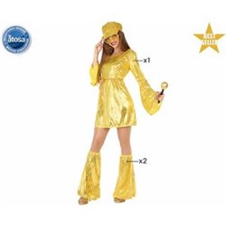 DISFRAZ CHICA DISCO VESTIDO DORADO T-2