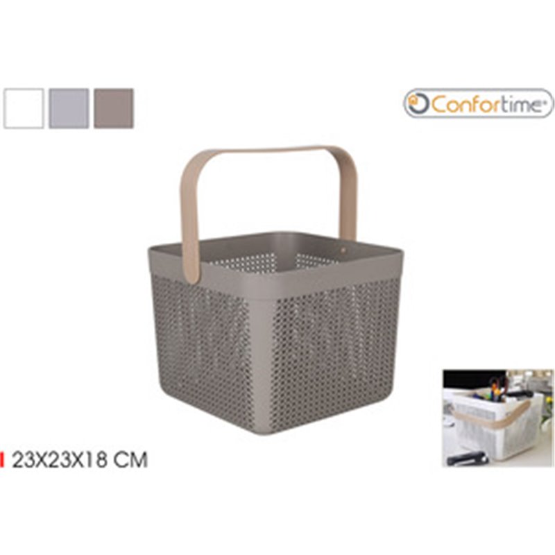 CESTA MULTIUSOS PLASTICO 23X23X18CM CONFORTIME